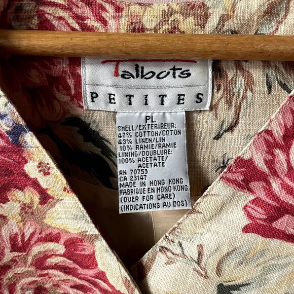 Vintage Talbots Petites Grandma Tan Floral Vest Size PL GUC - Picture 4 of 13